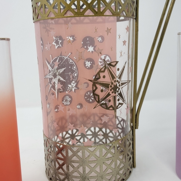 Rare Stunning Vintage Glass Pitcher & 4 Glasses Stars Sun Moons Gold & Pastels - Picture 3 of 12
